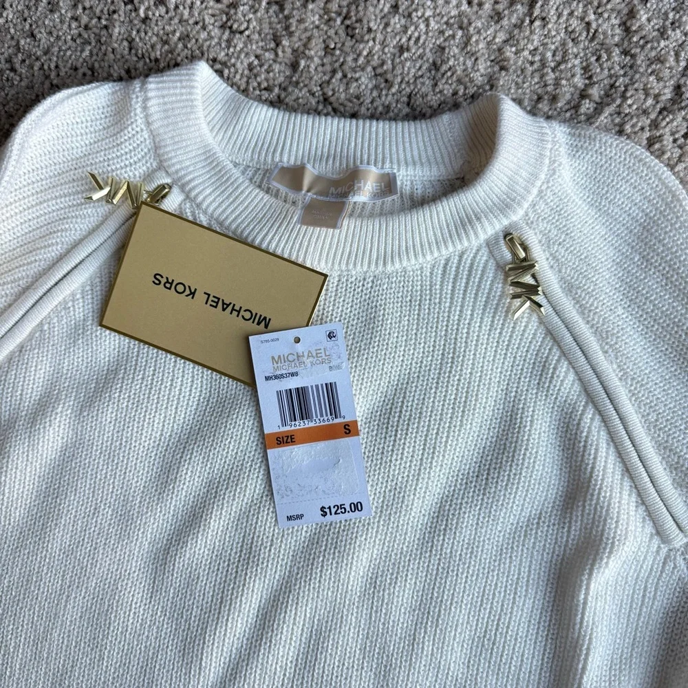 NWT Michael Kors Bone Elegant‎ White Cream Pullover Size S Sweater Winter
